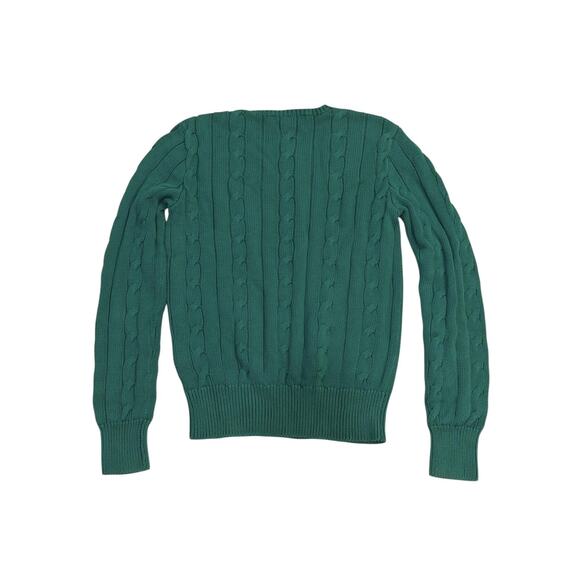 Ralph‎ Lauren Sweater Womens M Cable Knit Boyfriend Crewneck Pink Pony Buttons - Picture 3 of 8